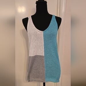 #7201 Floral blooming women's tank shirt color blue